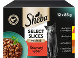 Sheba kapsa Šťavnatý výběr ve šťávě 12x85g - Lahodný šťavnatý mix pro kočky, který podporuje chuť k jídlu a zajišťuje optimální výživu.