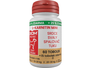 Giom S, pes, L-karnitin Aktiv, 60 MINI tbl + 25 % zdarma, podpora srdeční činnosti a vitality.
