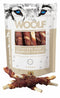 WOOLF pochoutka chicken and rawhide twister 100g - Měkké kuřecí pamlsky s kousky sušené kůže, podporující zdraví zubů a dásní.