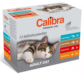 Calibra Cat kapsa Premium Adult multipack 12x100 g, kompletní krmivo pro dospělé kočky.