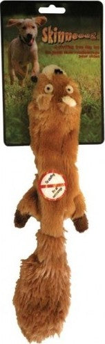 Hračka pes Veverka, pískací, 38 cm, Skinneeez, plyšová hračka pro psy bez výplně.