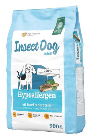 Green Petfood InsectDog Hypoallergen 900g - šetrné hypoalergenní krmivo pro psy s hmyzím proteinem, podporující zdraví citlivých trávicích systémů.
