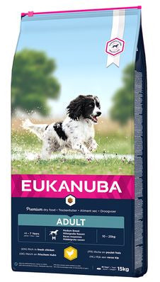Eukanuba Dog Adult Medium 15kg – Krmivo pro dospělé psy středních plemen, balení 15kg