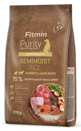 Poloměkké krmivo Fitmin dog Purity Rice s králíkem a jehněčím pro psy, 800 g.