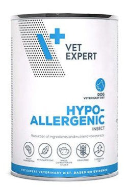 Konzerva VetExpert VD 4T Hypoallergenic s hmyzí bílkovinou pro psy s alergiemi, 400 g.