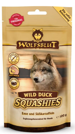Pamlsky Wolfsblut Squashies Wild Duck s kachním masem pro psy, 100 g.