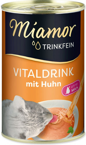 Miamor Vital Drink Kuřecí 135 ml – Nápoj pro kočky s kuřecím masem, podpora hydratace a zdraví, balení 135ml.