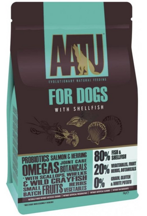 AATU Dog 80/20 Fish&Shellfish 5kg balení prémiového krmiva pro psy s vysokým obsahem ryb a mořských plodů.