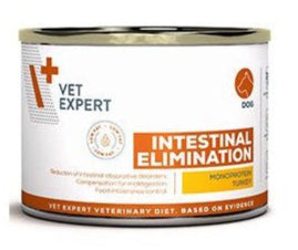 Dietní konzerva VetExpert VD 4T Intestinal Elimination Low Fat pro psy s potravními alergiemi, 200 g.
