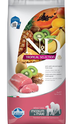 N&D TROPICAL SELECTION DOG Adult M/L, Pork, 10 kg, krmivo pro psy s vepřovým masem.