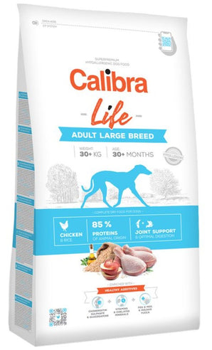 Calibra Dog Life Adult Large Breed Chicken 2,5kg – Krmivo pro dospělé psy velkých plemen s kuřecím, balení 2,5 kg.
