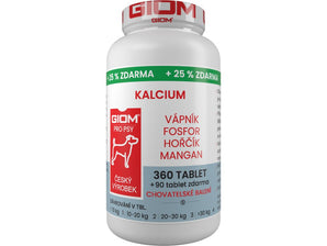 Giom S, Kalcium, 360 tbl + 25 % zdarma, vápník pro zdravé kosti psů.