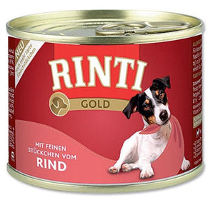 Rinti Dog Gold konzerva hovězí 185g - Konzerva s hovězím masem pro vyváženou výživu a energii.