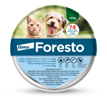 Foresto 38 cm – antiparazitární obojek pro kočky a malé psy do 8 kg, ochrana proti blechám a klíšťatům až 8 měsíců.