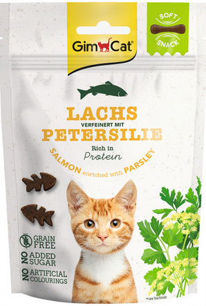 GimCat Soft pamlsky s lososem a petrželí 60g – Měkké pamlsky pro kočky s lososem a petrželí pro svěží dech, balení 60g