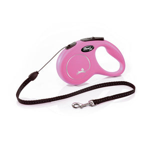 Vodítko FLEXI Classic NEW S růžové, lanko 5m pro psy do 12kg.