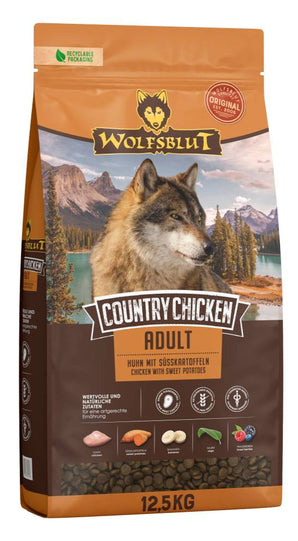 Granule Wolfsblut Dog Adult Country Chicken s kuřecím masem a dýní pro dospělé psy, 12,5 kg.