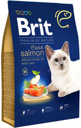 Brit Premium by Nature Cat Adult Salmon 8 kg – Krmivo pro dospělé kočky s lososem, balení 8 kg.