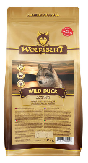 Granule Wolfsblut Dog Active Wild Duck s vysokým obsahem energie pro aktivní psy, 2 kg.