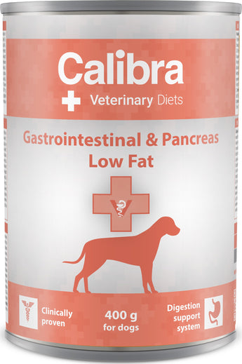 Calibra VD Dog konzerva Gastrointestinal Low Fat, 400 g, dieta s nízkým obsahem tuku pro psy.