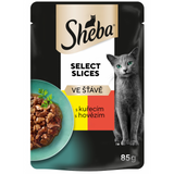 Sheba kapsa s kuřecím a hovězím ve šťávě 85g - Kombinace kuřecího a hovězího masa ve šťávě, bohatá na bílkoviny a živiny pro vaši kočku.