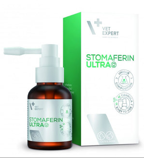 Veterinární doplněk VetExpert StomaFerin Ultra pro podporu dutiny ústní a dásní, 30 ml.