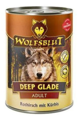 Konzerva Wolfsblut Dog Adult Deep Glade s divočákem a lesními plody, 395 g.