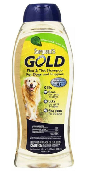 Sergeanťs šampon Gold antiparazitární pes 532ml - Antiparazitární šampon pro psy, poskytující ochranu proti parazitům a blechám.