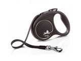Vodítko FLEXI Black Design M, stříbrné, pásek 5m pro psy do 25kg.