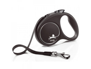 Vodítko FLEXI Black Design M, stříbrné, pásek 5m pro psy do 25kg.