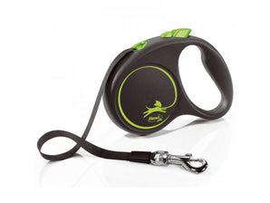 Vodítko FLEXI Black Design S, zelené, pásek 5m pro psy do 15kg.