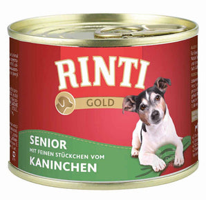 Rinti Dog Gold Senior konzerva králík 185g - Konzerva pro starší psy s králíkem, ideální pro citlivé zažívání.