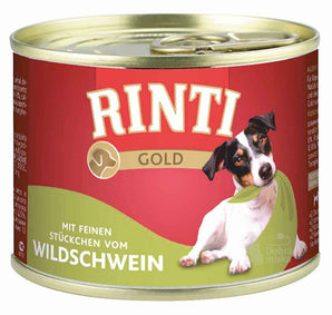 Rinti Dog Gold konzerva divočák 185g - Konzerva s divočákem pro dospělé psy, podporující zdraví a energii.
