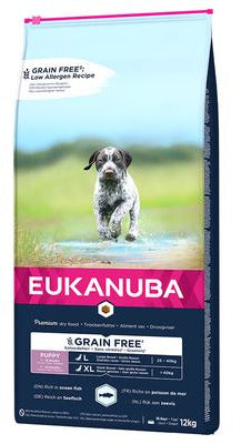 Eukanuba Dog Puppy&Junior Large&Giant Grain Free 12kg – Grain Free krmivo pro štěňata velkých a obřích plemen, balení 12kg