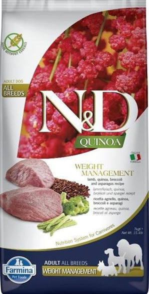 N&D Quinoa DOG Weight Management, Lamb, Adult M/L, 7 kg, dieta pro psy.