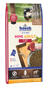 Bosch Dog Adult Mini Lamb & Rice, 15 kg, hypoalergenní krmivo pro malé psy.