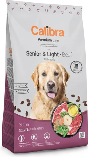 Calibra Dog Premium Line Senior&Light Beef 3 kg, lehké krmivo s hovězím masem pro starší psy.
