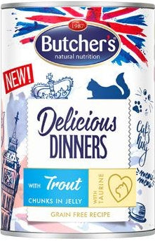 Butchet's Cat Delicious rybí v želé 400 g – Krmivo pro kočky s rybím masem v želé, balení 400 g.