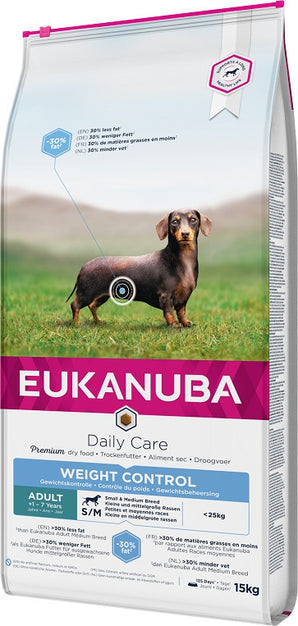 Eukanuba Dog Adult Medium Weight Control 15kg – Krmivo pro dospělé psy středních plemen na kontrolu hmotnosti, balení 15kg