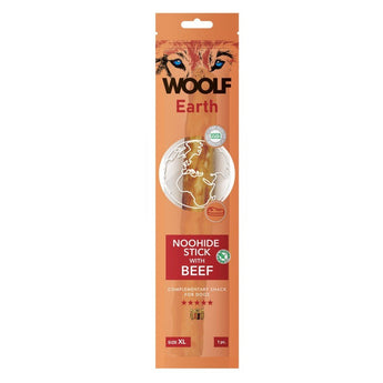 WOOLF pochoutka Earth NOOHIDE XL Stick with Beef 85g - Hovězí pamlsek pro větší psy, podporující zdraví jejich kloubů a zubů.