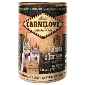 Carnilove Wild konz Meat Salmon & Turkey Puppies 400g – Konzerva pro štěňata s lososem a krůtou, balení 400g