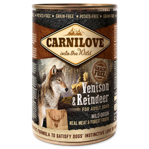 Carnilove Wild konz Meat Venison & Reindeer 400g – Konzerva pro psy s jelením a sobím masem, balení 400g