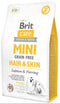 Brit Care Dog Mini Grain Free Hair & Skin 2kg – Krmivo pro malé psy s citlivou srstí, balení 2 kg.