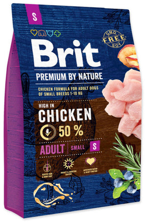 Brit Premium Dog by Nature Adult S 3kg - Vyvážené krmivo pro dospělé psy malých plemen, podpora vitality.
