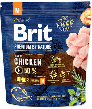 Brit Premium Dog by Nature Junior M 1kg - Výživné krmivo pro mladé psy středních plemen, podporuje růst.