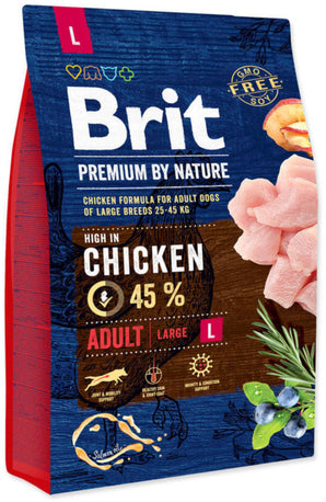Brit Premium Dog by Nature Adult L 3kg - Kompletní krmivo pro dospělé psy velkých plemen, podpora svalové hmoty.