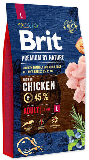 Brit Premium Dog by Nature Adult L 8kg - Krmivo pro dospělé psy velkých plemen, podpora zdraví a vitality.