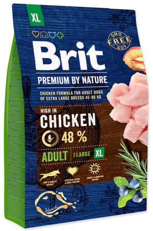 Brit Premium Dog by Nature Adult XL 3kg - Krmivo pro dospělé psy velkých plemen, podpora vitality a svalů.