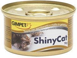 GimPet ShinyCat tuňák kreveta maltoza 70 g – Konzerva pro kočky s tuňákem a krevetami, obohacené o maltózu, balení 70 g.