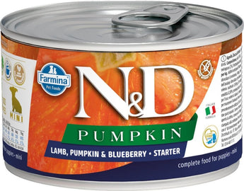 N&D DOG PUMPKIN Puppy Lamb & Blueberry Mini, 140 g, krmivo pro štěňata s jehněčím.